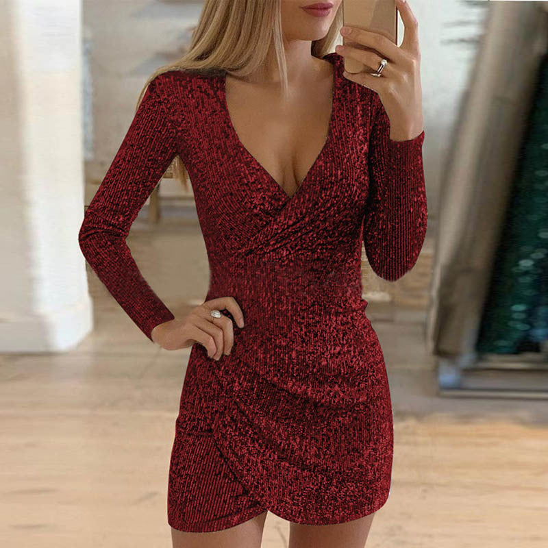 The Disco Plunge Sequin Wrap Mini – image 6