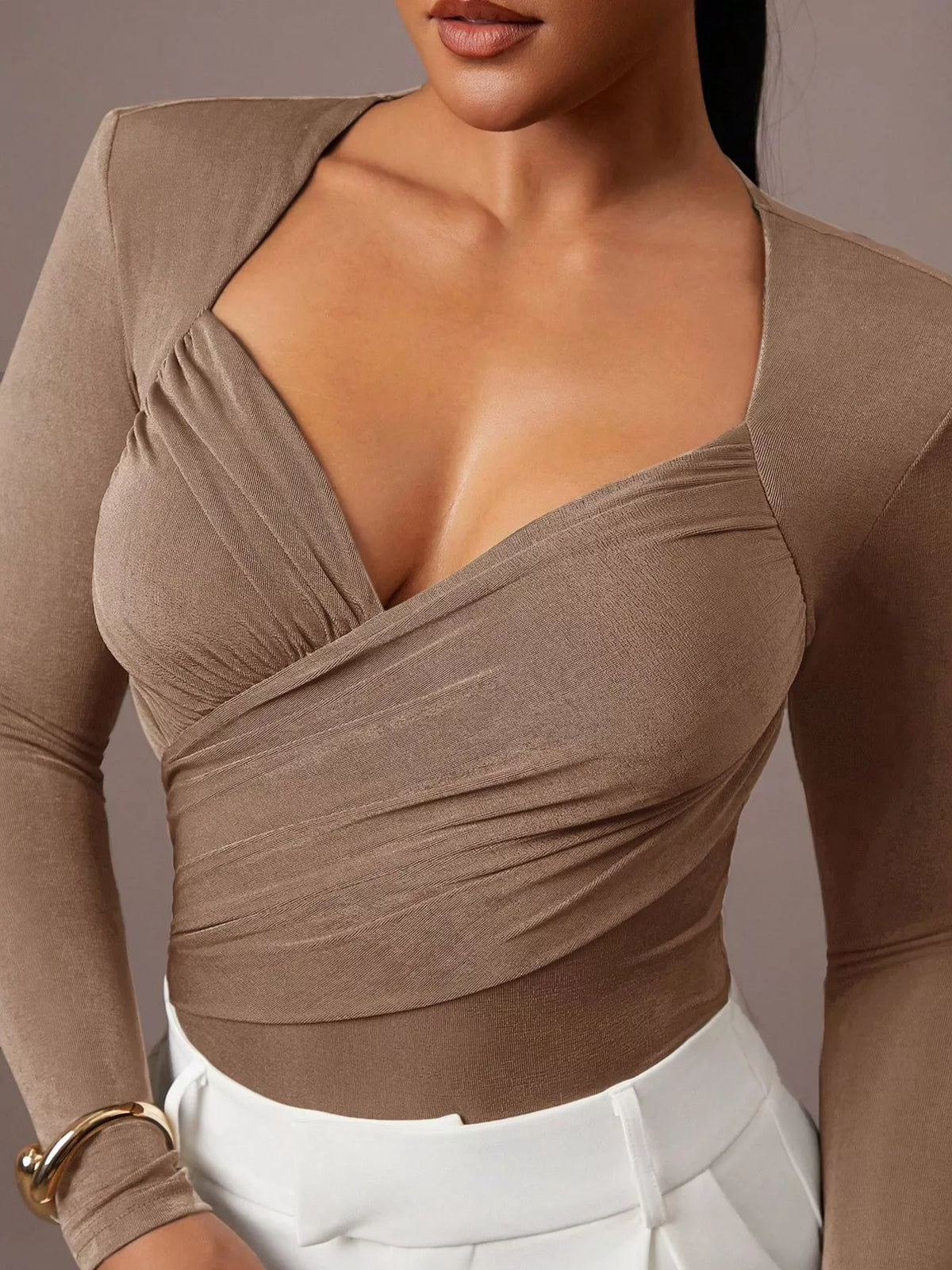 The Wrap Front Ruched Bodysuit – image 22