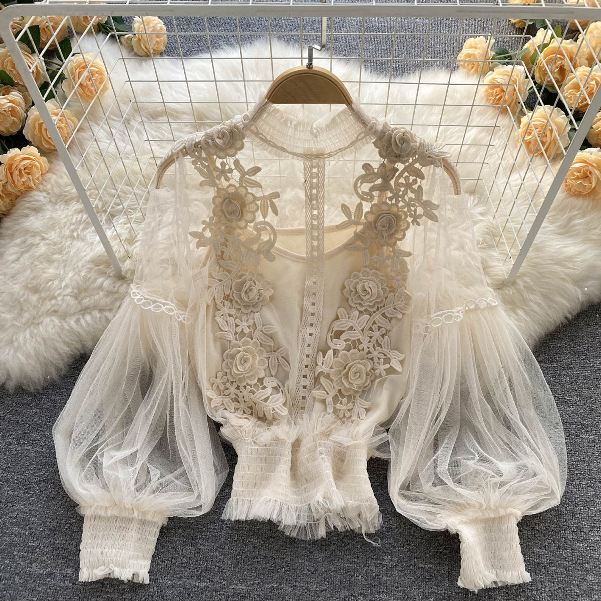 The Lumière Lace Lantern-Sleeve Top – image 3
