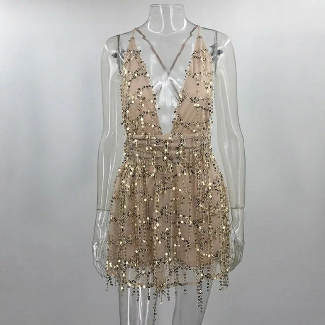 The Fringe Sequin Halter Mini – image 3