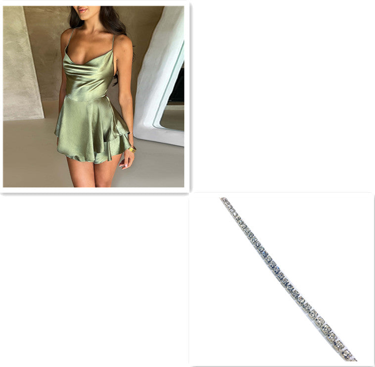 The Boudoir Lace-Up Satin Slip Mini – image 19