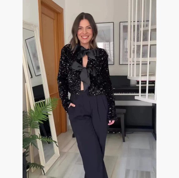The Bow-Back Sequin Shift Mini – image 11