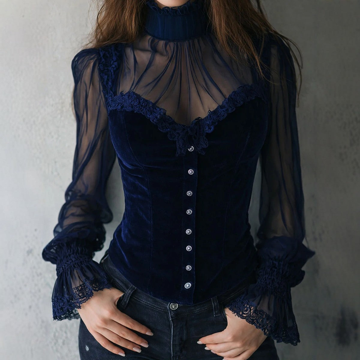The Countess Velvet & Mesh Corset Top – image 3