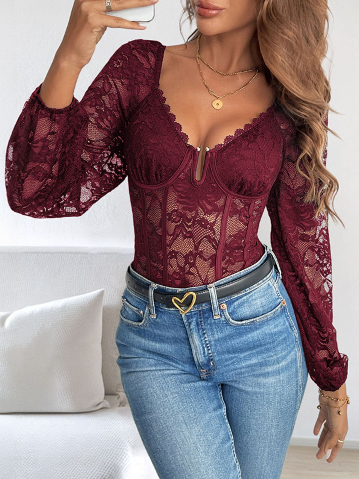 The Bordeaux Lace Bodysuit – image 1