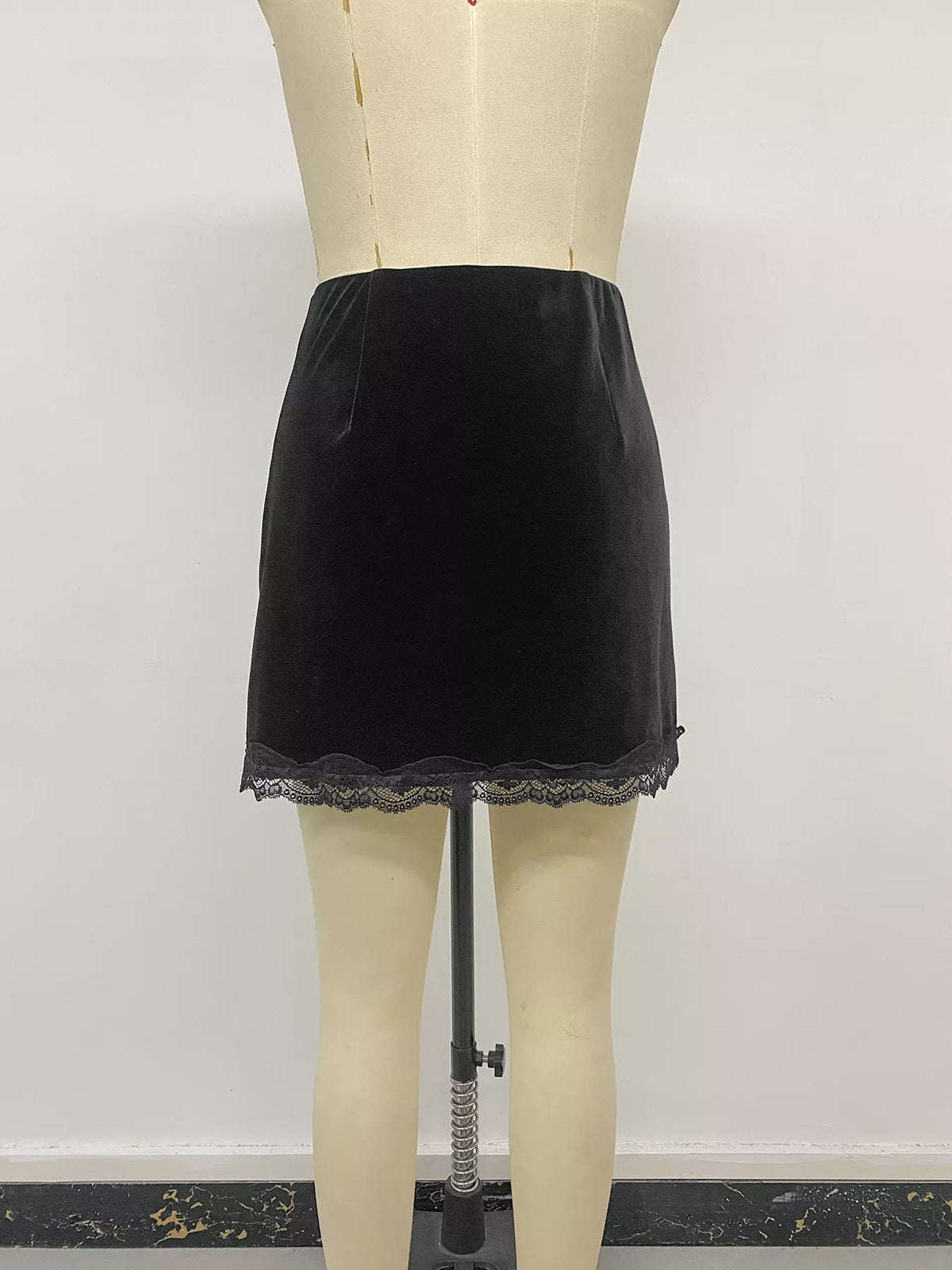 The Velvet Lace-Trim Mini Skirt – image 12