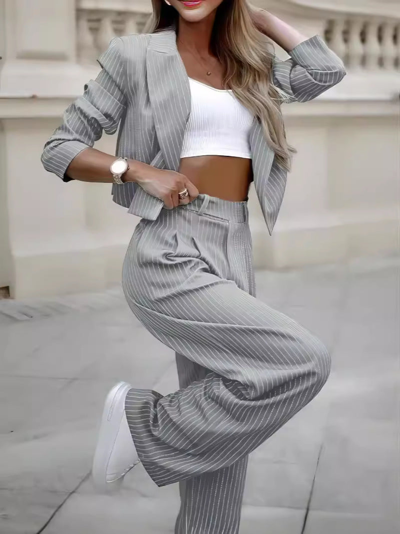 The Pinstripe Cropped Blazer Suit – image 10