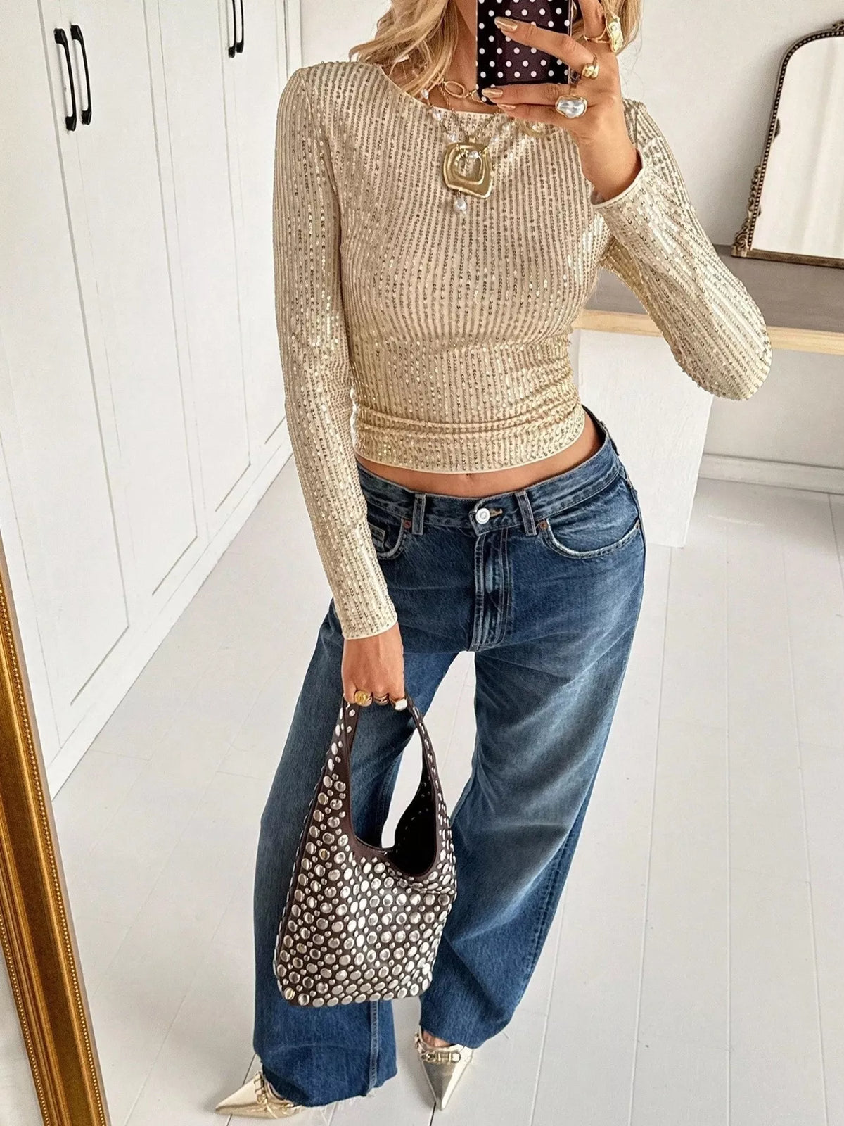 The Sequin Long-Sleeve Crop Top – image 7
