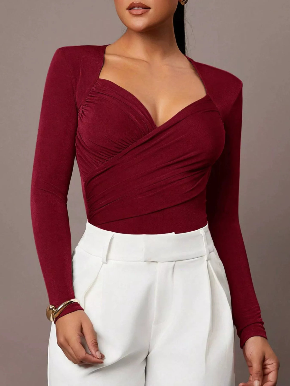 The Wrap Front Ruched Bodysuit – image 2