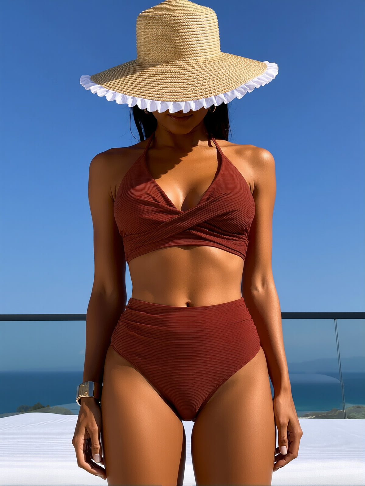 The Caramel Textured Halter Bikini – image 3