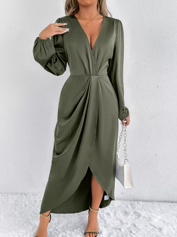 The Satin Balloon-Sleeve Midi