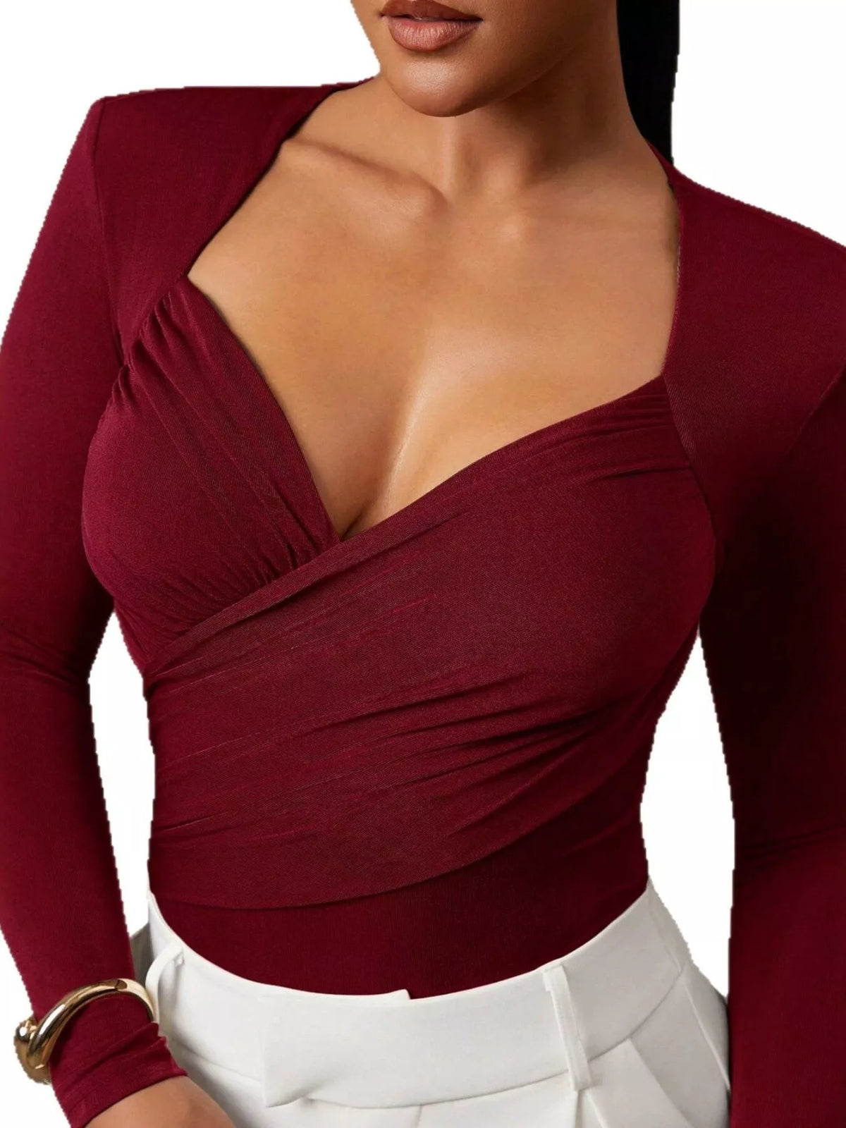 The Wrap Front Ruched Bodysuit – image 3