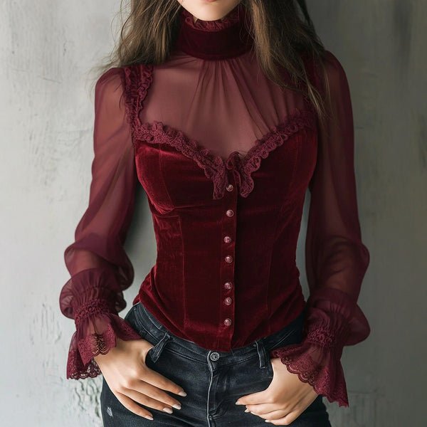 The Countess Velvet & Mesh Corset Top