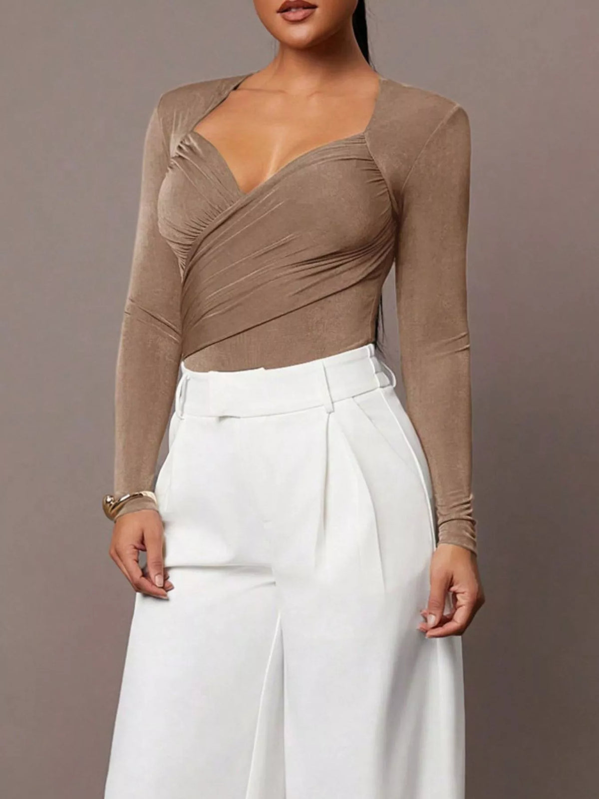 The Wrap Front Ruched Bodysuit – image 24
