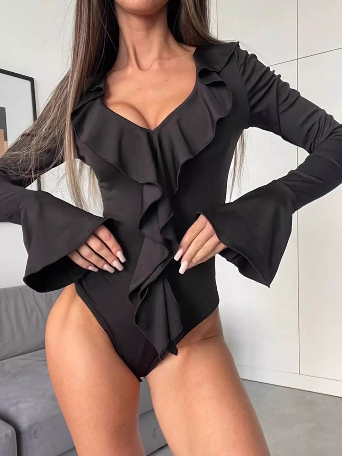 The Ruffle Plunge Bodysuit – image 2