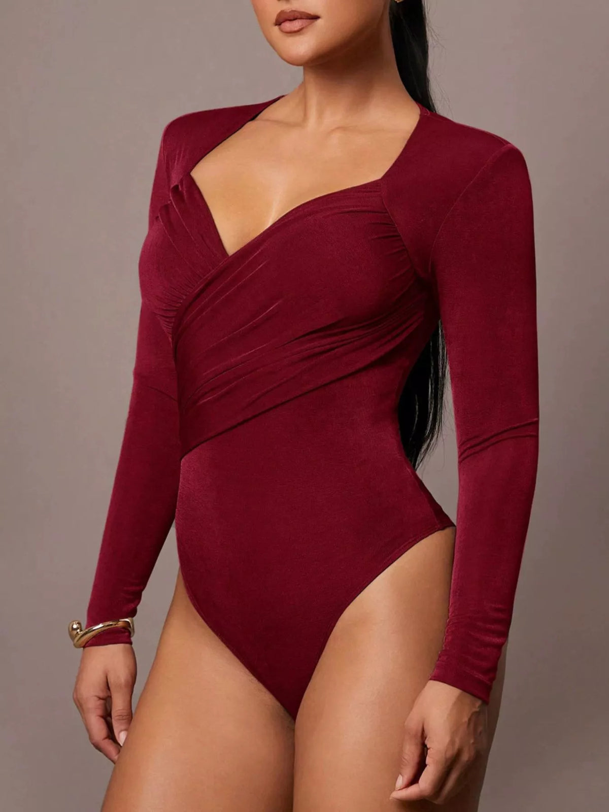 The Wrap Front Ruched Bodysuit – image 4