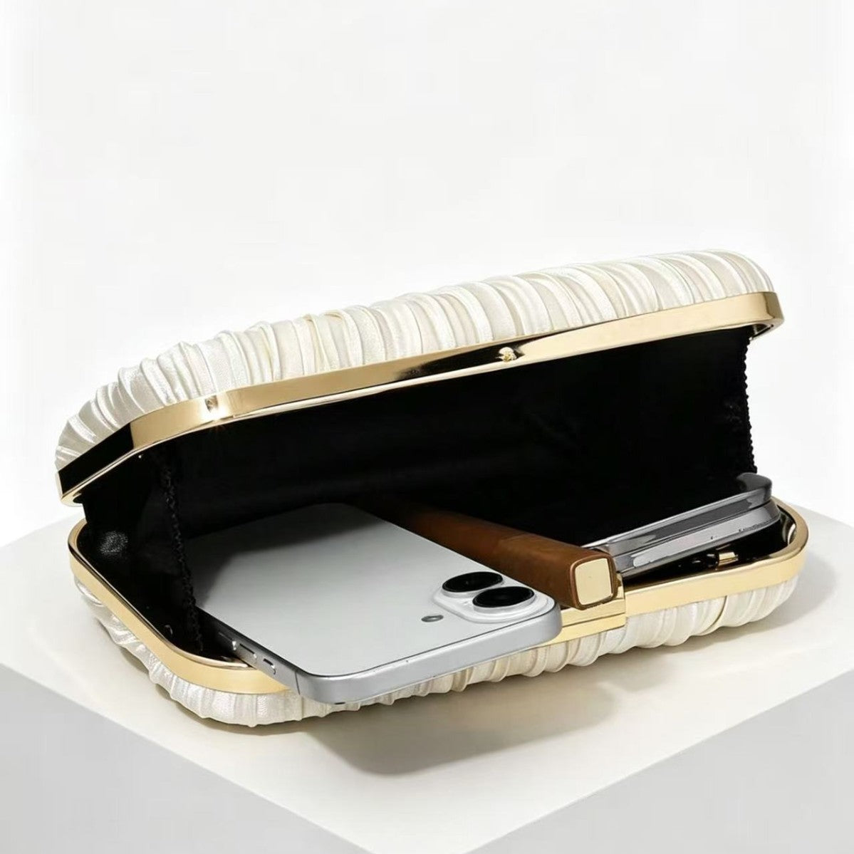 The Pleated Satin Evening Clutch – image 4