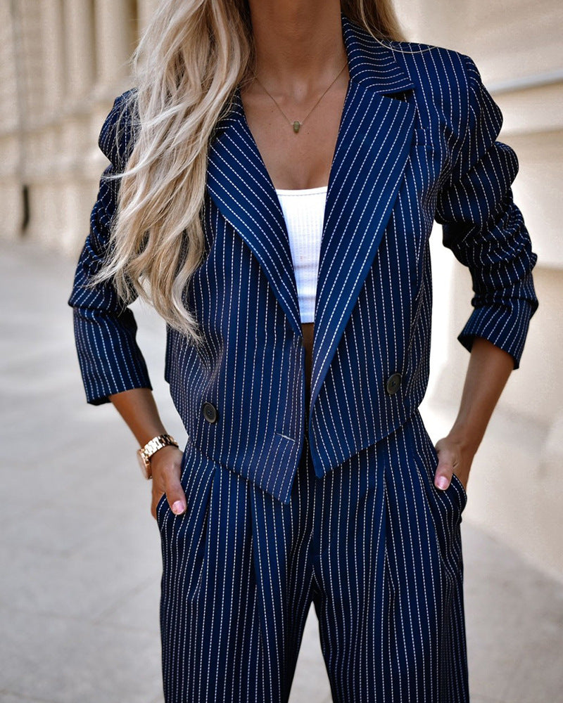 The Pinstripe Cropped Blazer Suit – image 9