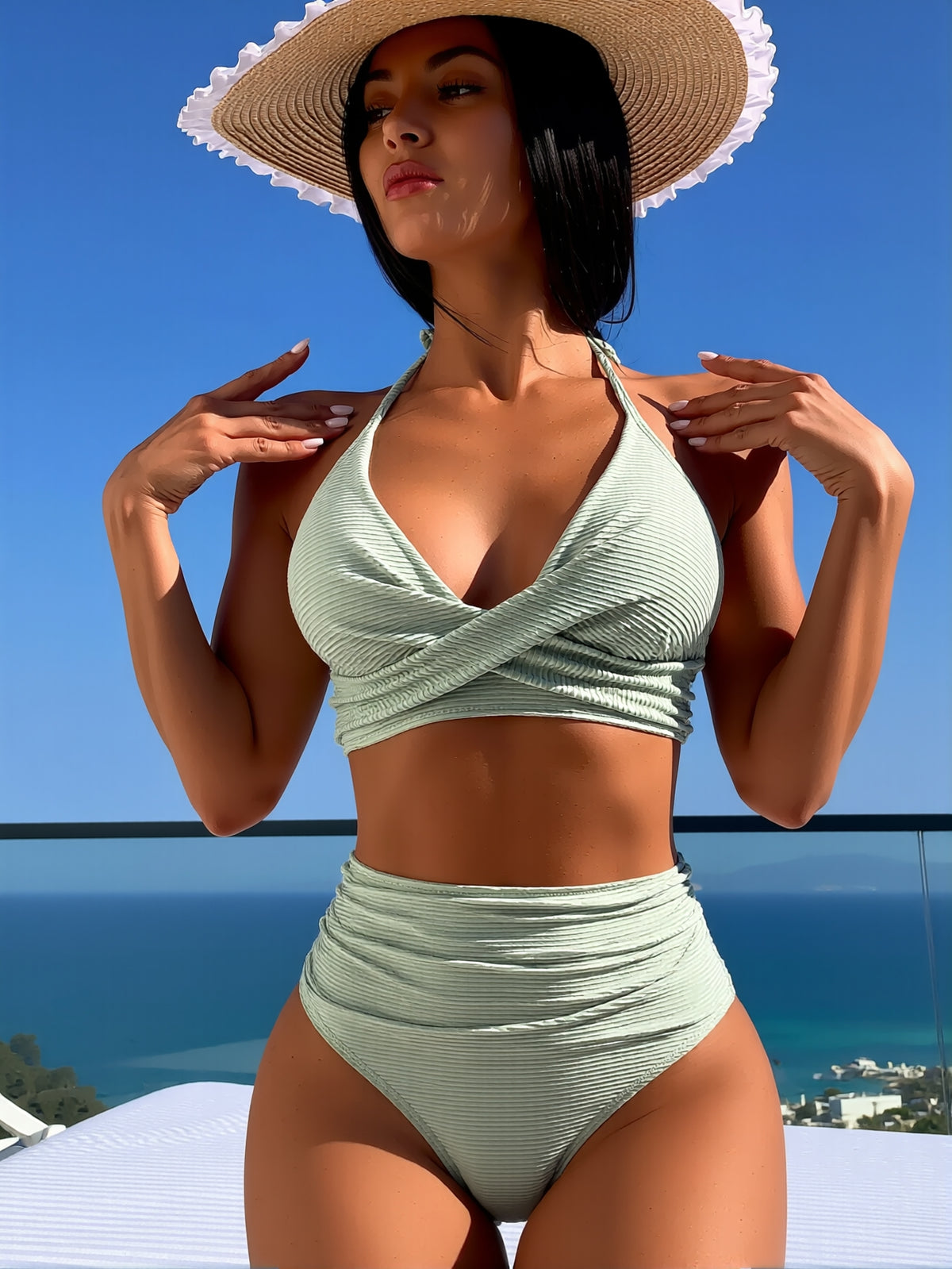 The Menton Mint Stripe Halter Bikini – image 4