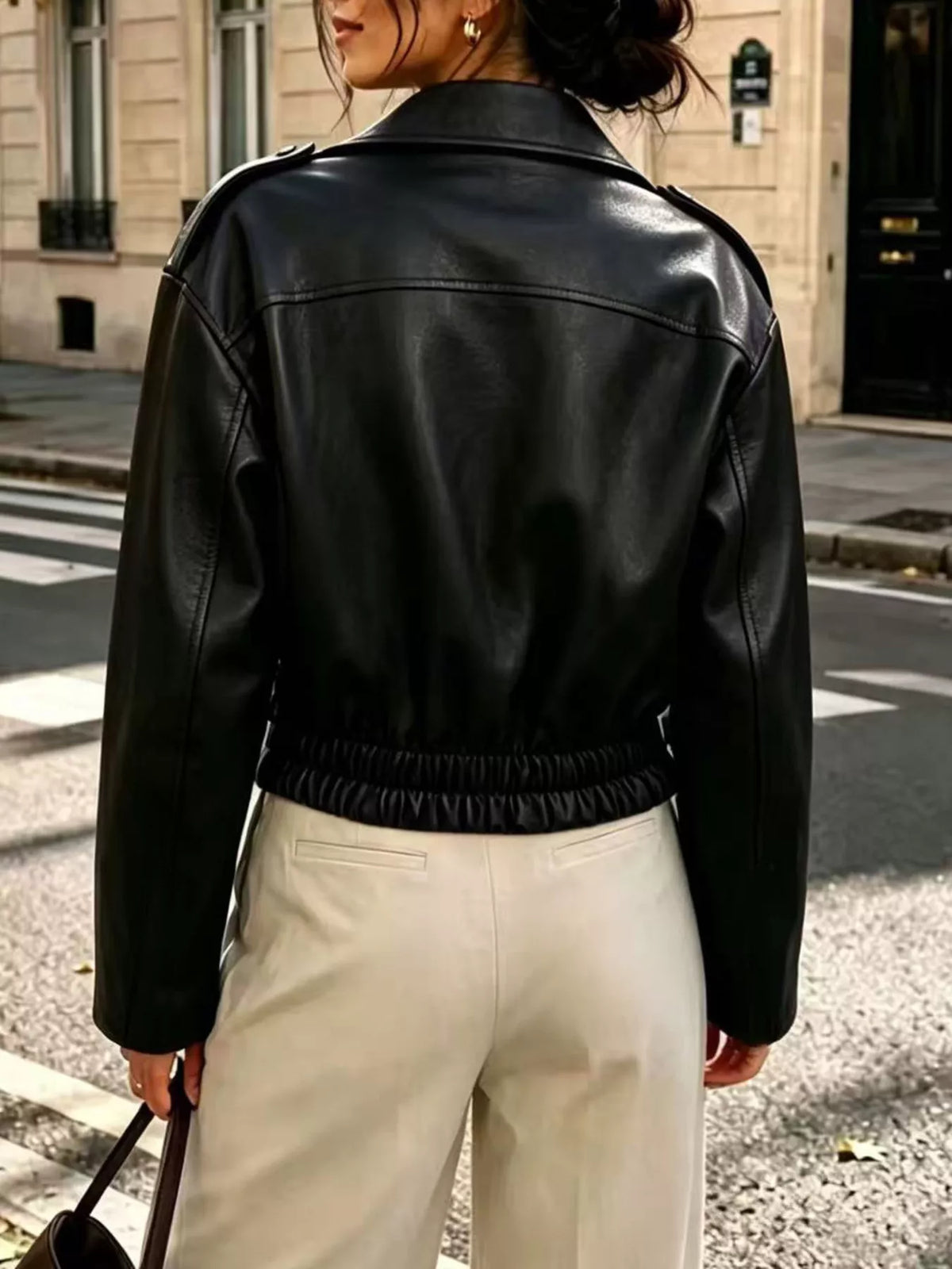 The Downtown Cropped Faux Leather Jacket – image 4