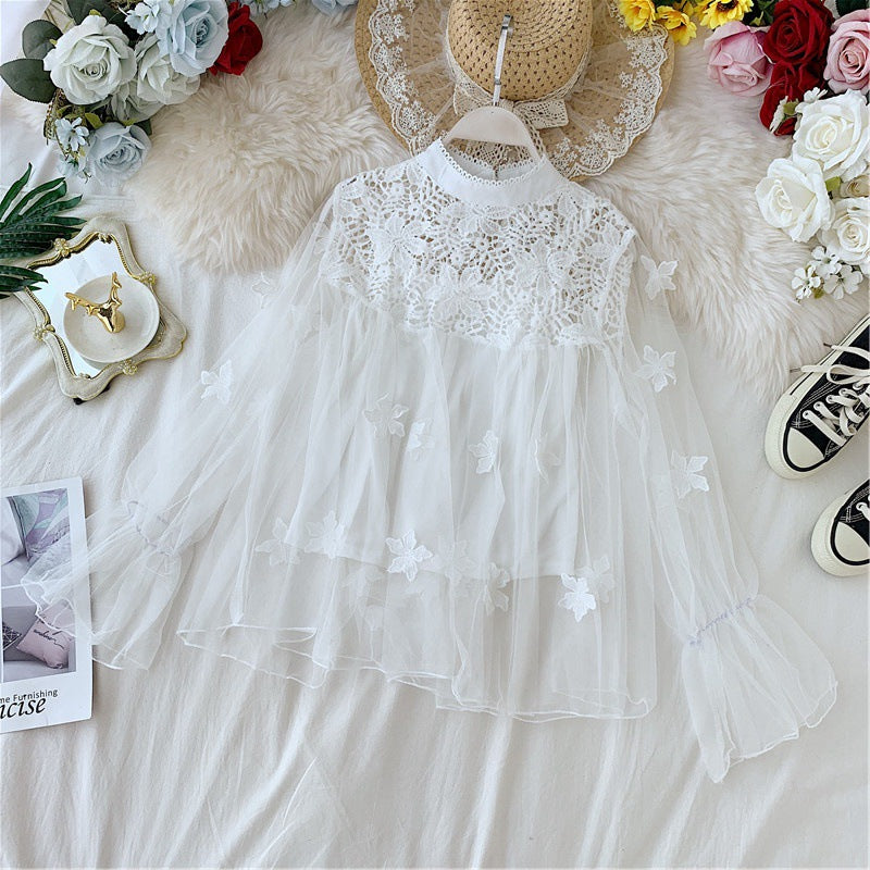 The Lumière Lace Lantern-Sleeve Top – image 14
