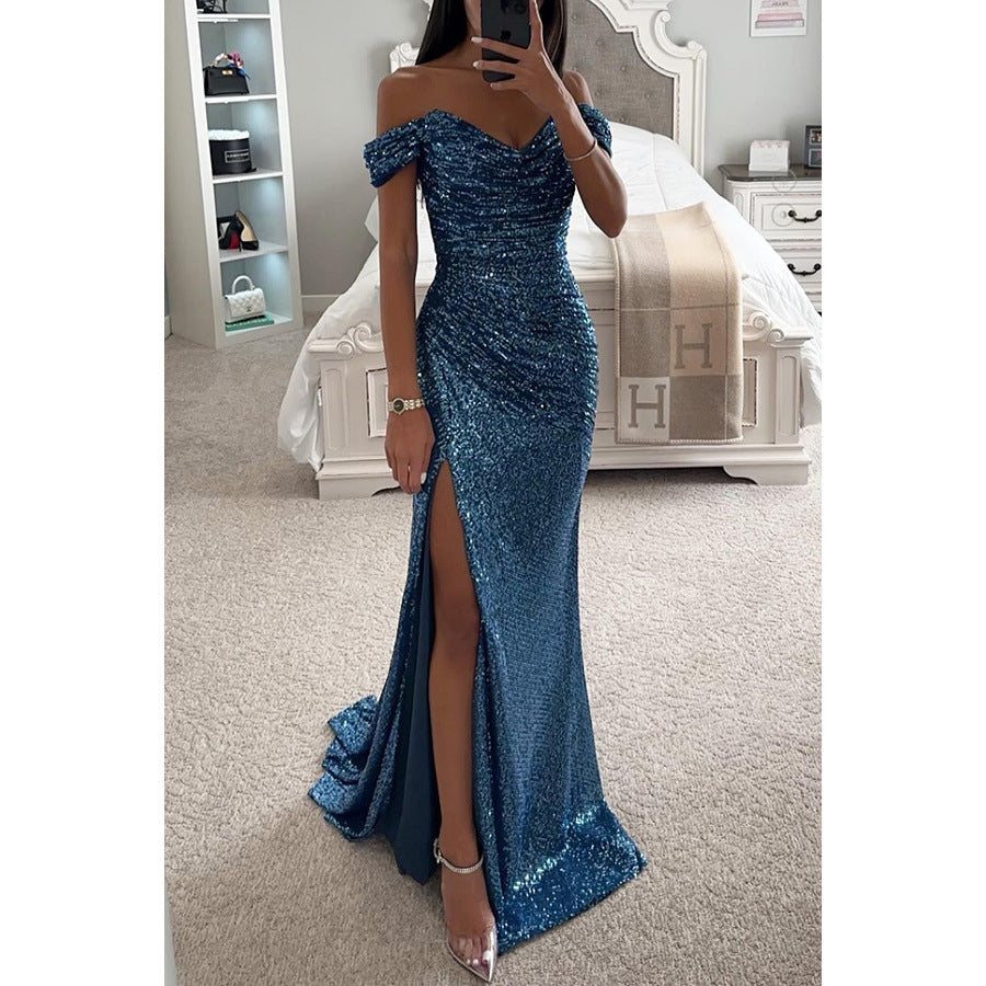 The Champagne Off-Shoulder Sequin Gown – image 6