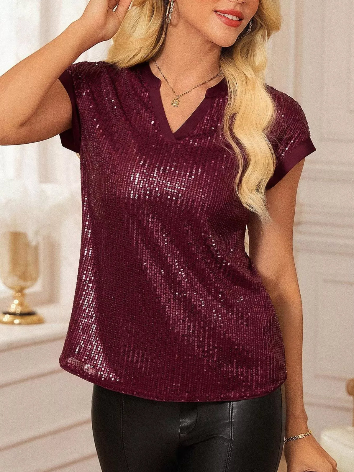 The Gilt Sequin Cap-Sleeve Top – image 17