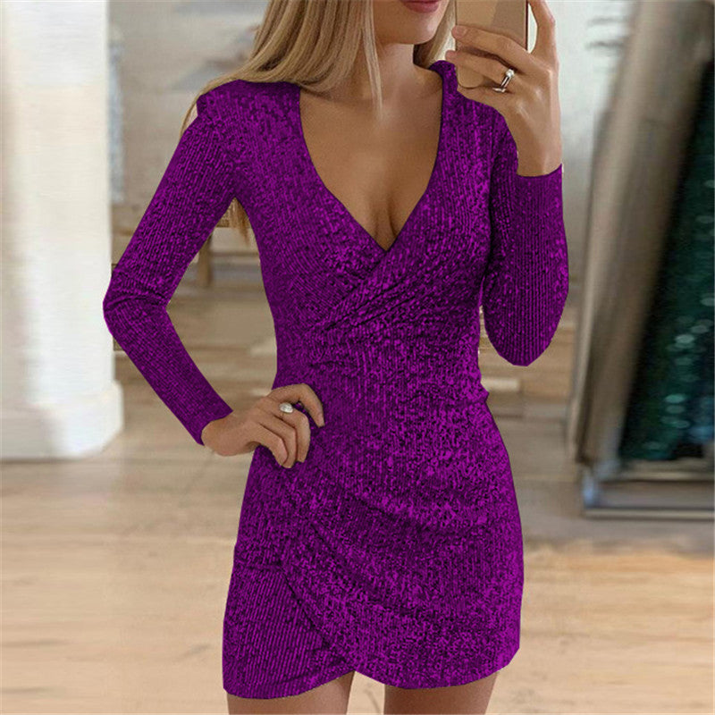 The Disco Plunge Sequin Wrap Mini – image 10