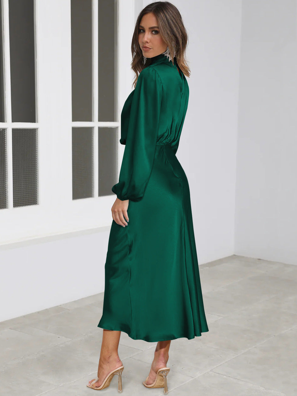 The Soirée Long-Sleeve Satin Maxi – image 7