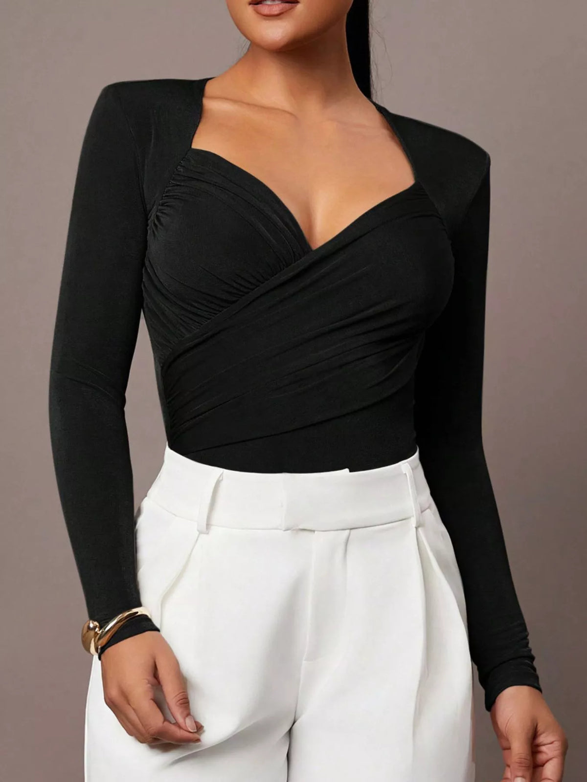 The Wrap Front Ruched Bodysuit – image 9