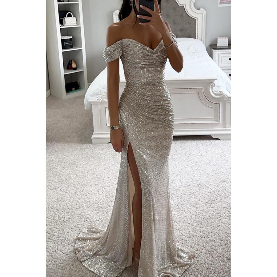 The Champagne Off-Shoulder Sequin Gown – image 21