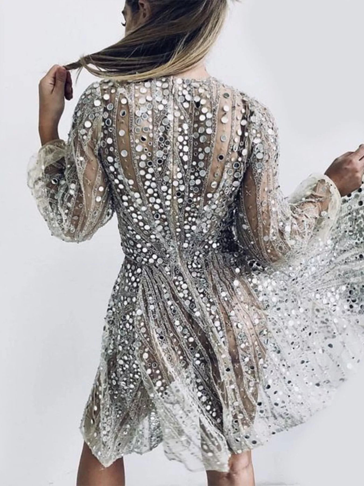 The Starfall Sheer-Sleeve Sequin Mini – image 4