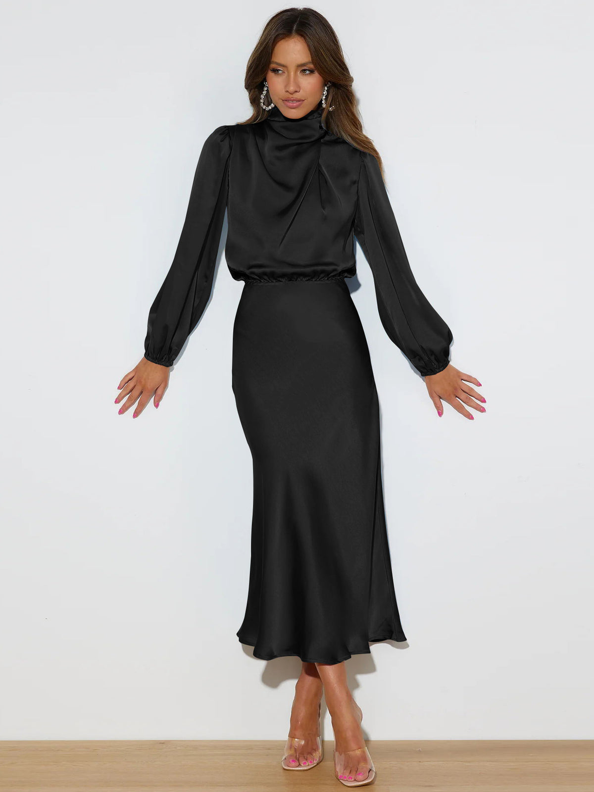 The Soirée Long-Sleeve Satin Maxi – image 3
