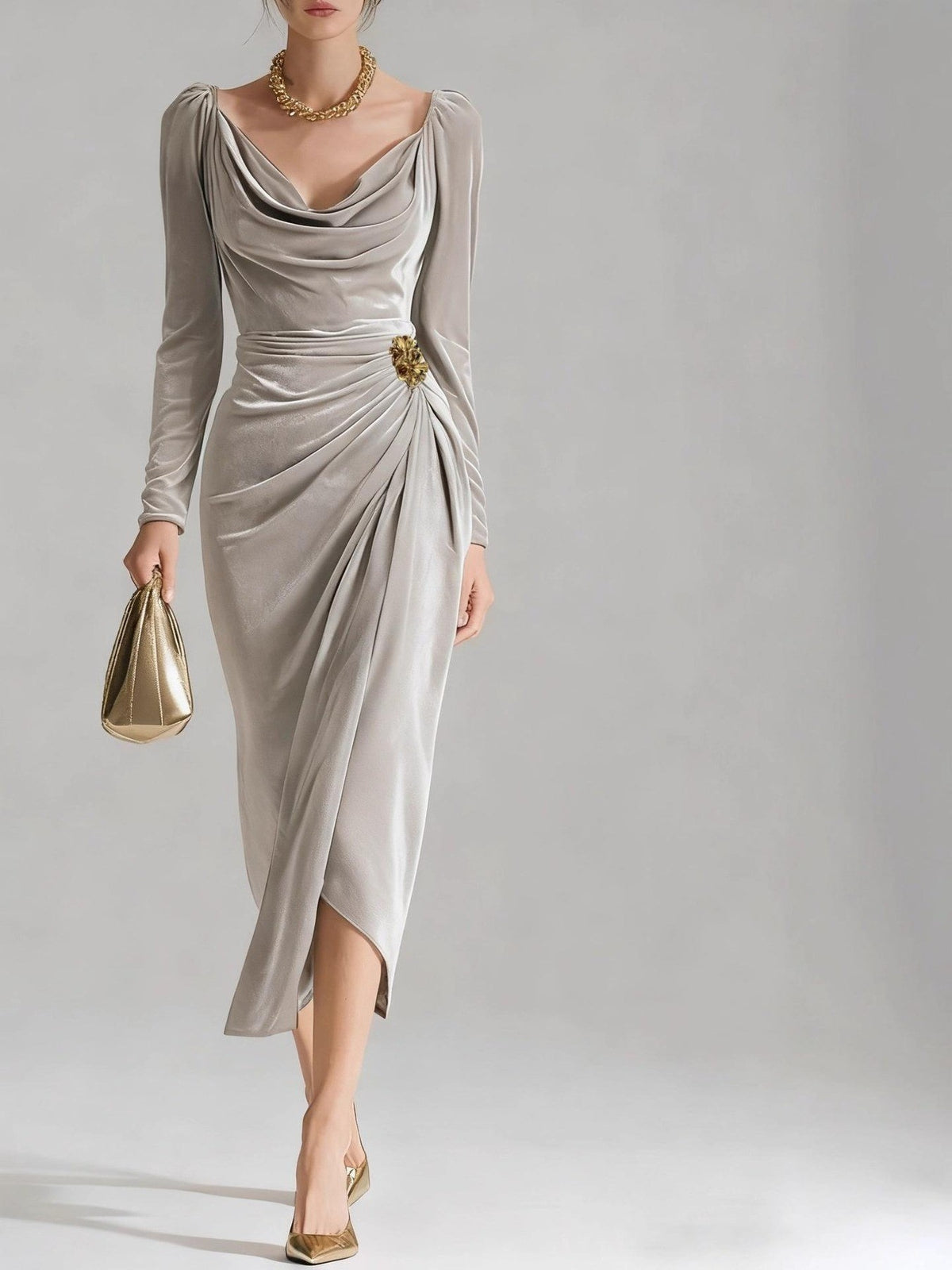The Bordeaux Velvet Wrap Midi – image 13
