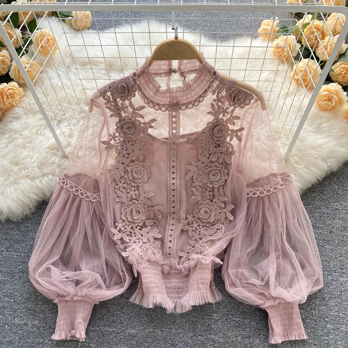 The Lumière Lace Lantern-Sleeve Top – image 4