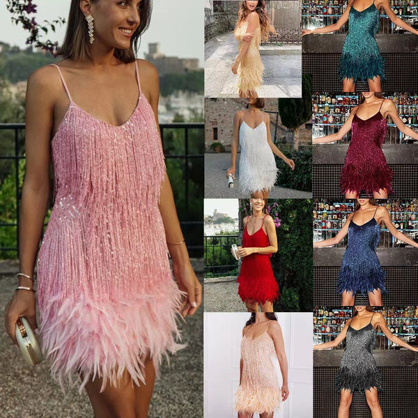 The Showgirl Feather Sequin Mini