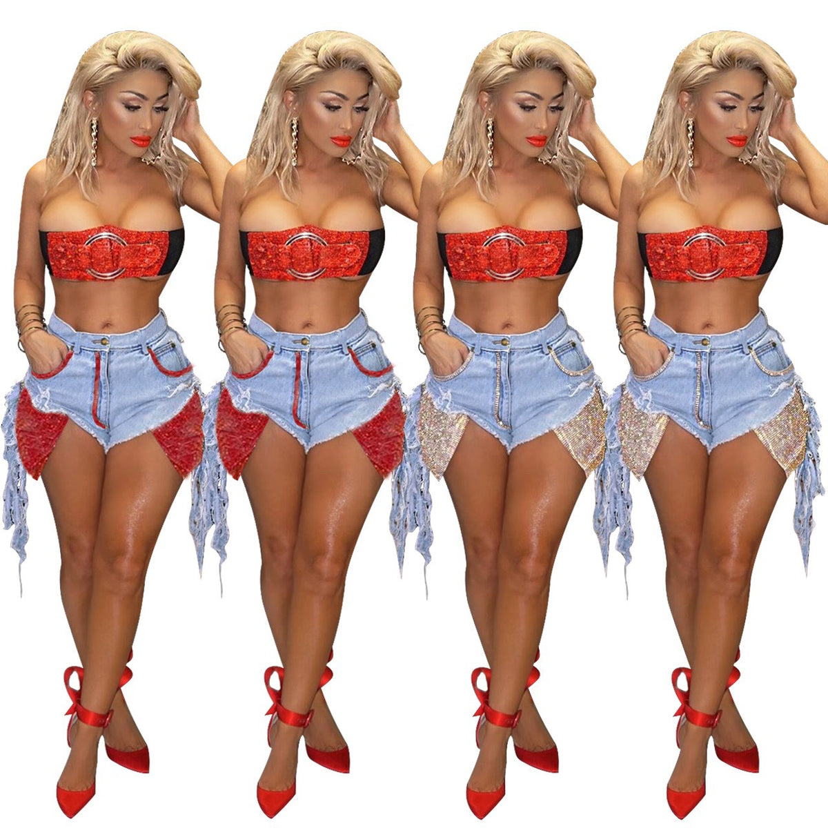 The Rhinestone Denim Shorts – image 1