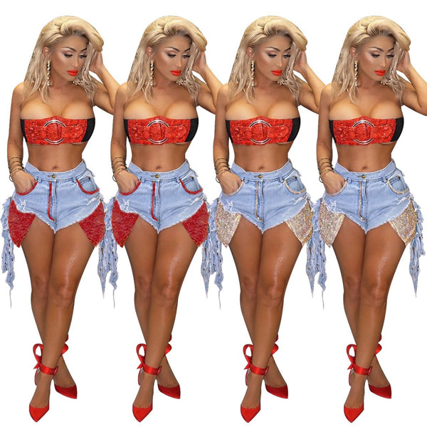 The Rhinestone Denim Shorts