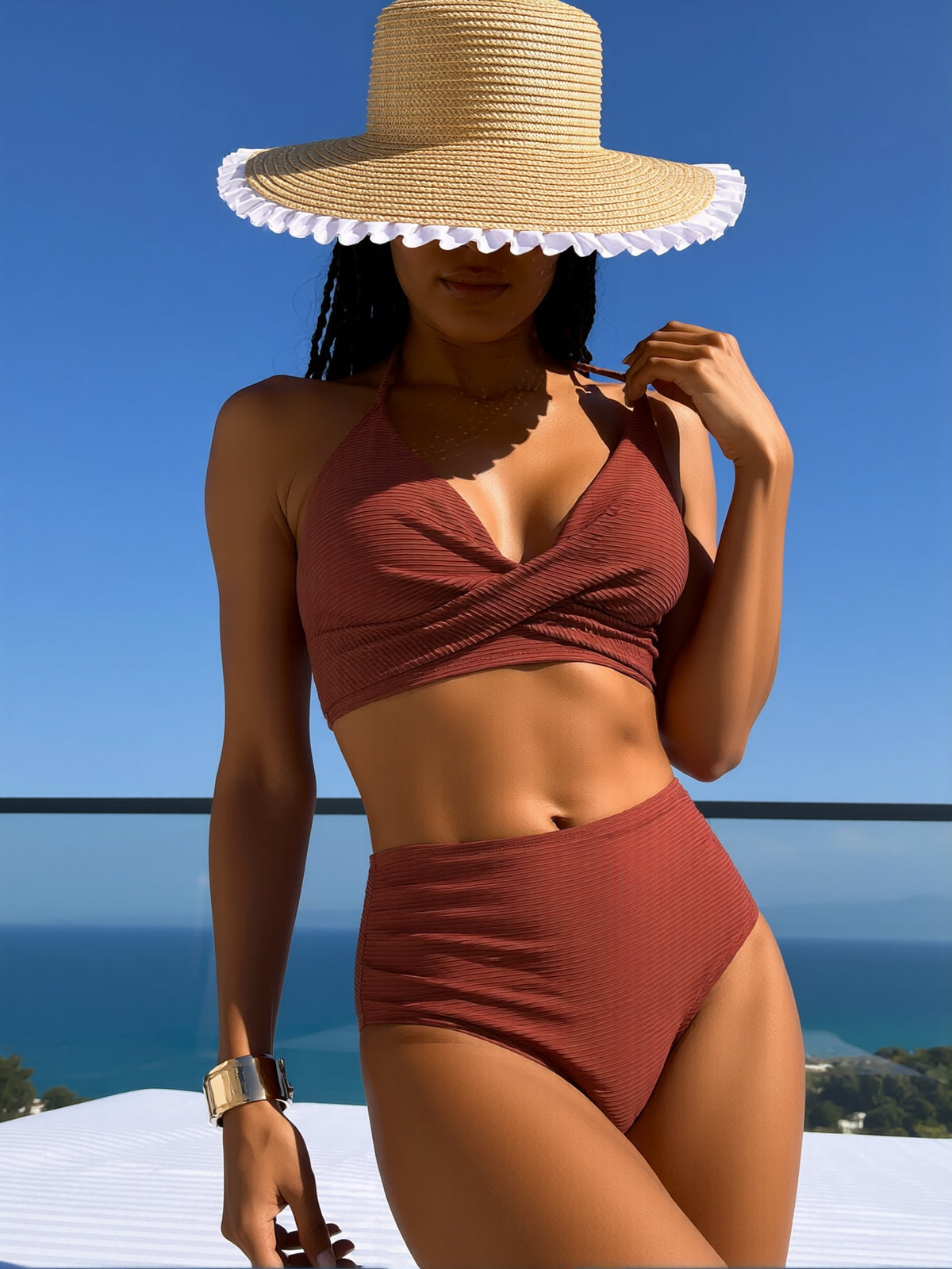 The Caramel Textured Halter Bikini – image 2