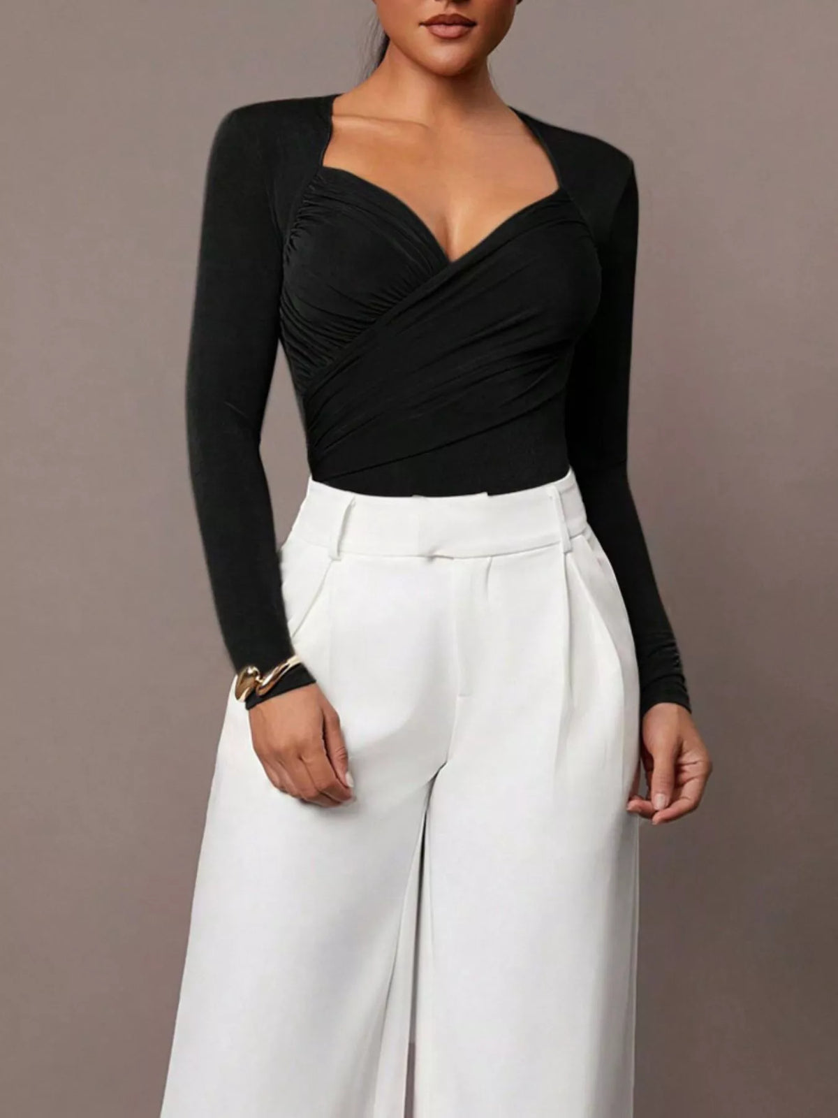 The Wrap Front Ruched Bodysuit – image 11