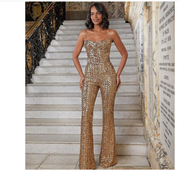 The Starlight Strapless Sequin Jumpsuit – image 14
