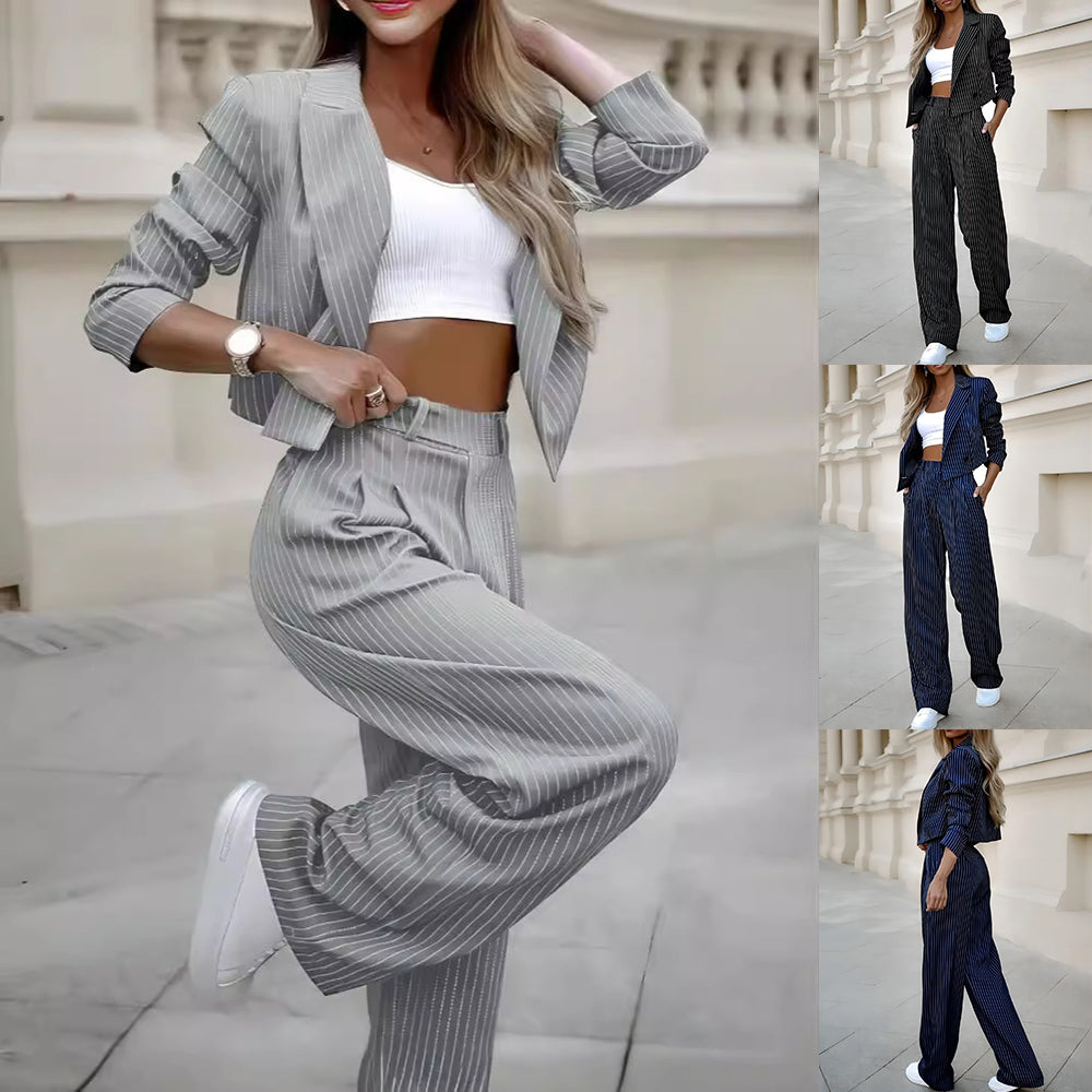 The Pinstripe Cropped Blazer Suit – image 1