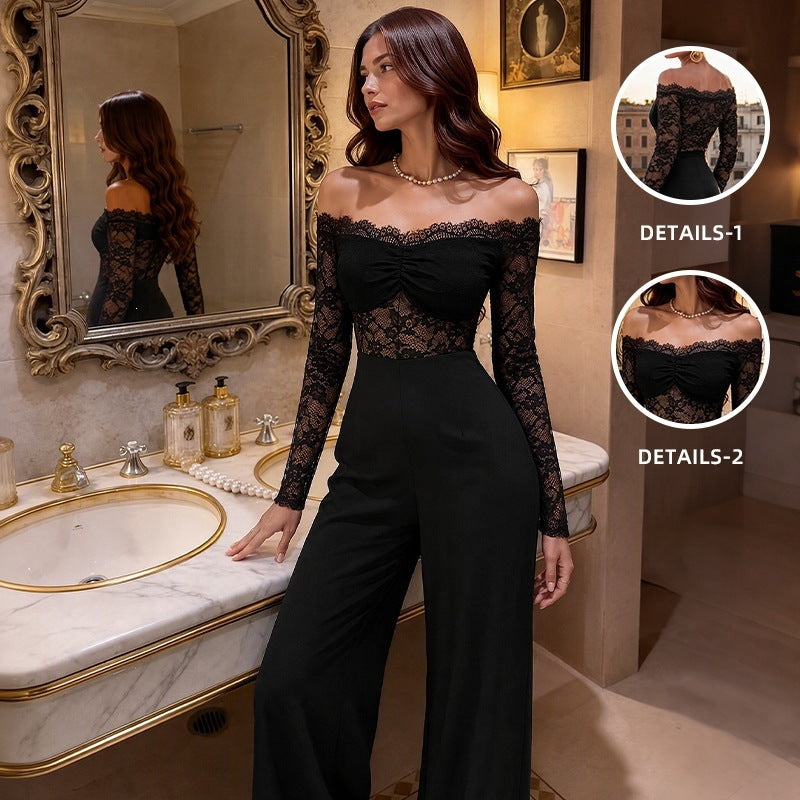 The Contour Off-Shoulder Lace Jumpsuit – image 1