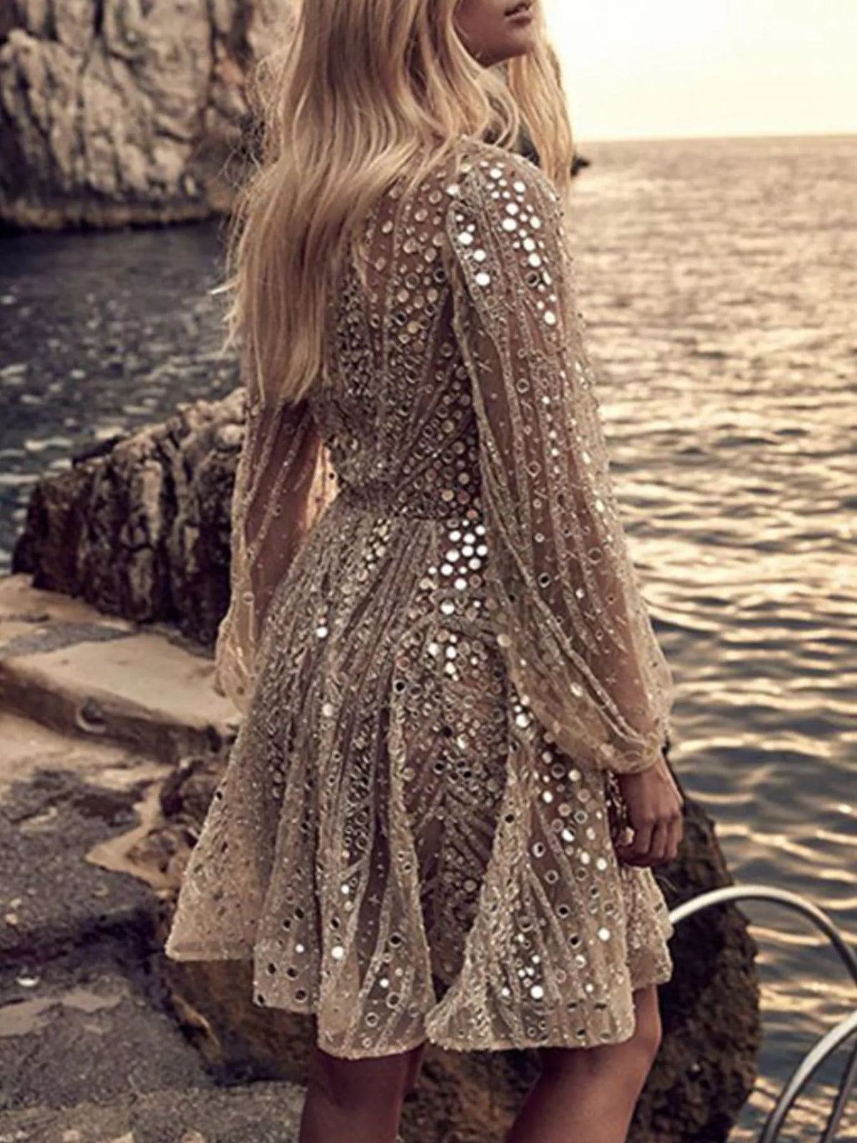 The Starfall Sheer-Sleeve Sequin Mini – image 2