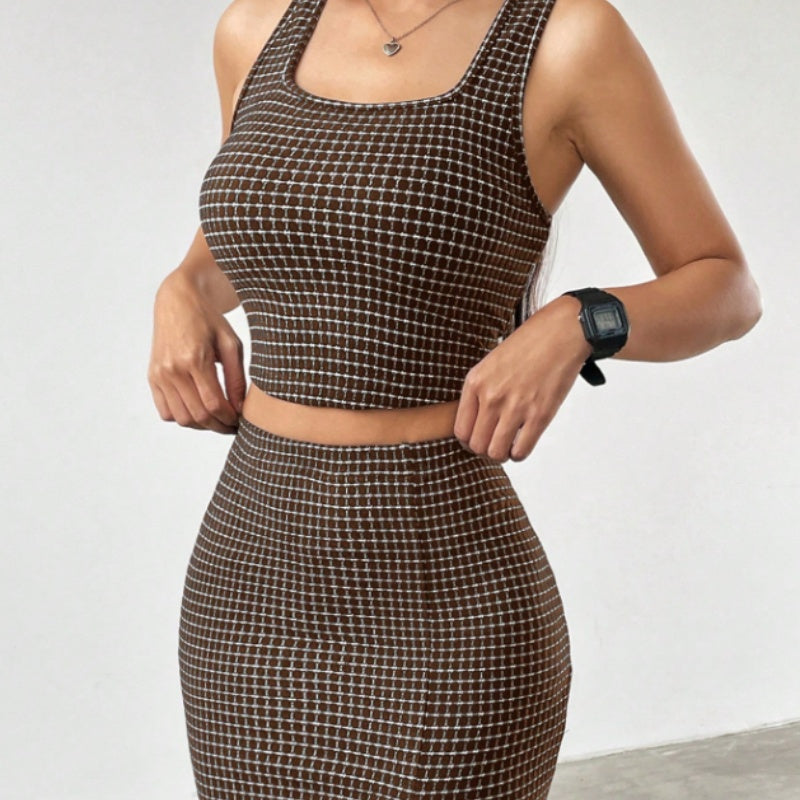 The Brunch Club Plaid Crop & Mini Set – image 1