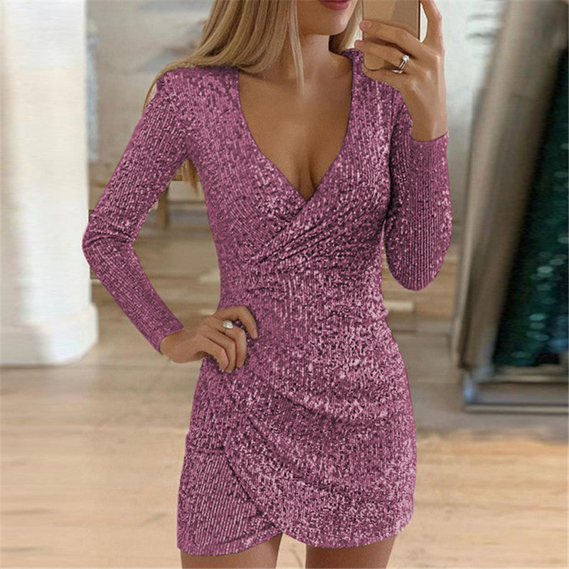 The Disco Plunge Sequin Wrap Mini – image 1