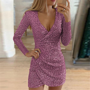 The Disco Plunge Sequin Wrap Mini