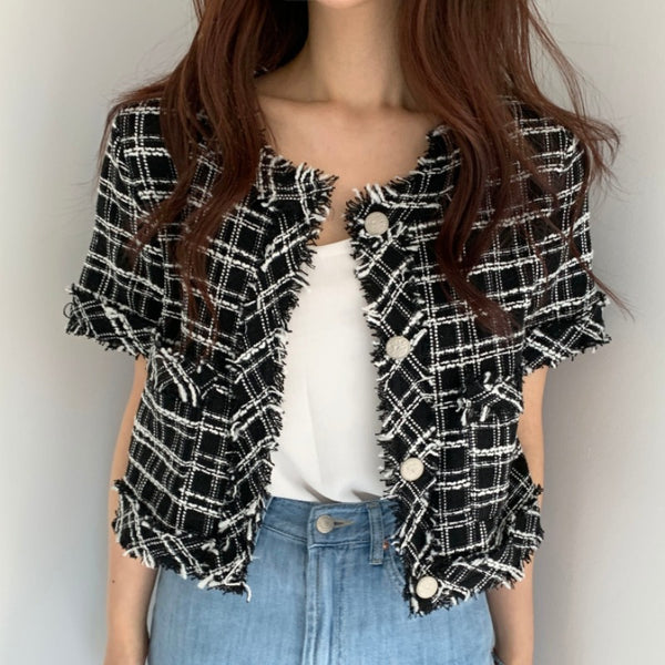 The Tweed Cropped Knit Top