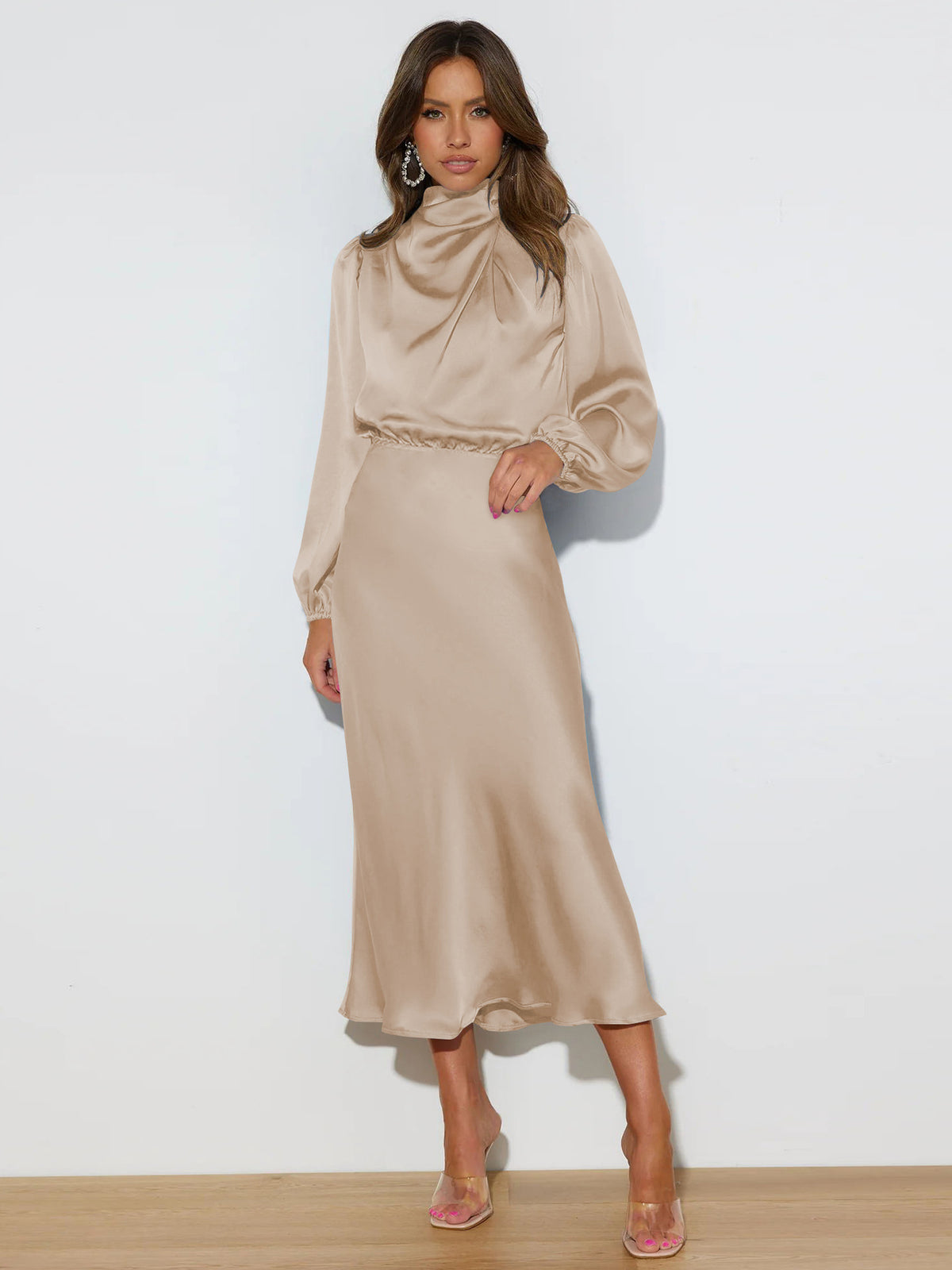 The Soirée Long-Sleeve Satin Maxi – image 10