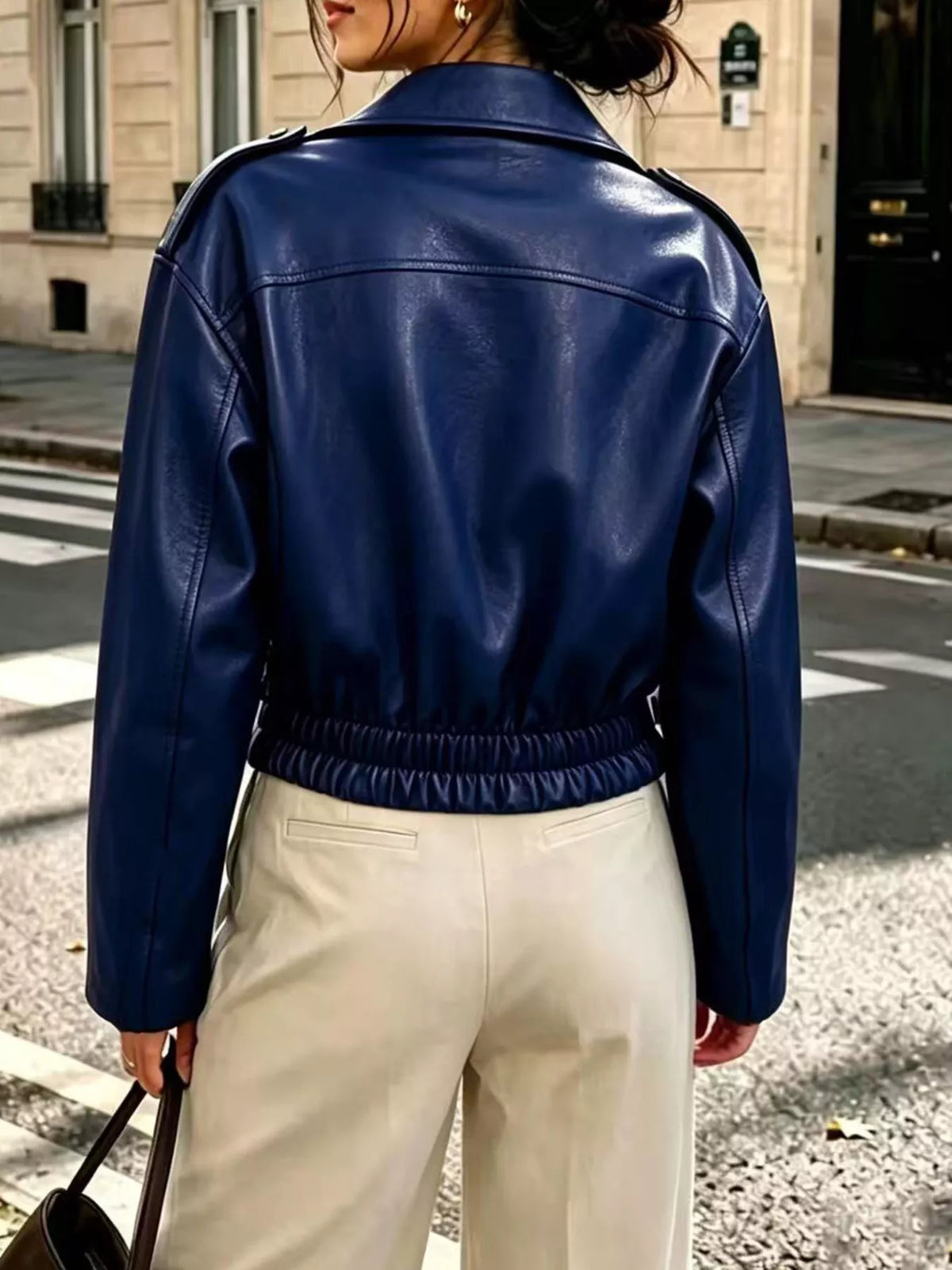The Downtown Cropped Faux Leather Jacket – image 6