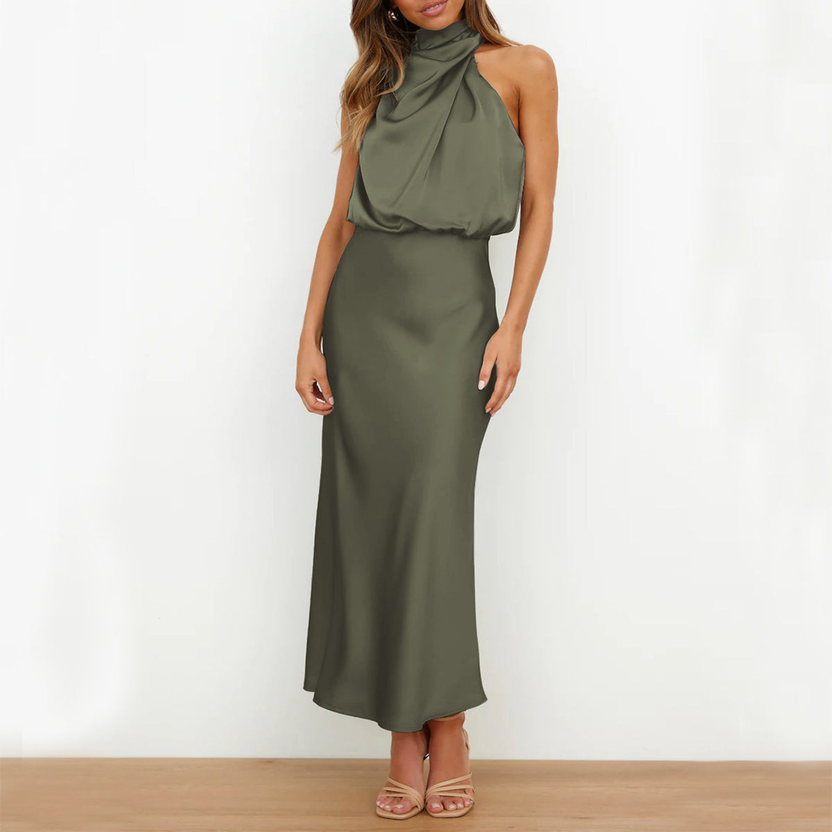 The Velvet Hour Satin High-Neck Midi – image 8
